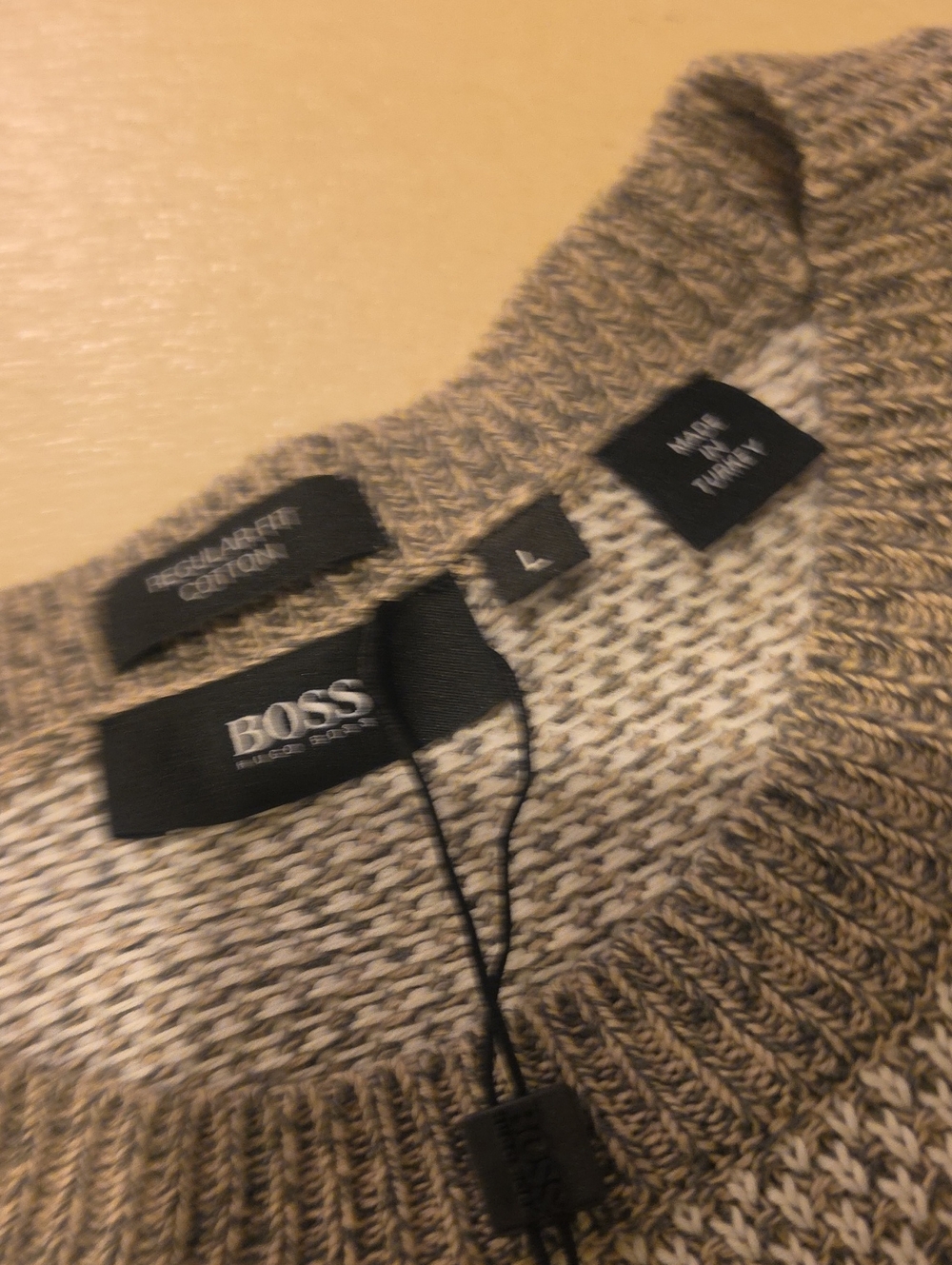 Hugo Boss Men's Marled Brown Crewneck Sweater